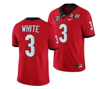 Men’s Georgia Bulldogs #3 Zamir White 2022 Patch Red College Football Stitched Jersey