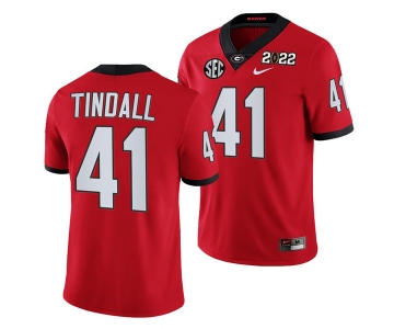 Men’s Georgia Bulldogs #41 Channing Tindall 2022 Patch Red College Football Stitched Jersey