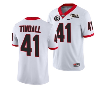 Men’s Georgia Bulldogs #41 Channing Tindall 2022 Patch White College Football Stitched Jersey