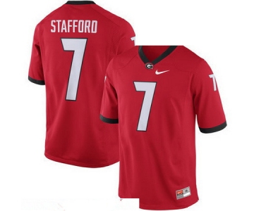 Men's Georgia Bulldogs #7 Matthew Stafford Red Stitched College Football 2016 Nike NCAA Jersey