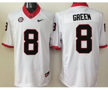 Men's Georgia Bulldogs #8 A. J. Green White Stitched NCAA Nike Limited College Football Jersey