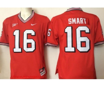 Men's Georgia Bulldogs Coach #16 Kirby Smart Red Stitched College Football Nike NCAA Jersey