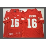 Men's Wisconsin Badgers #16 Russell Wilson Red Stitched College Football 2016 Under Armour NCAA Jersey