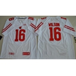 Men's Wisconsin Badgers #16 Russell Wilson White Stitched College Football 2016 Under Armour NCAA Jersey