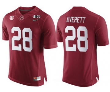 Men's Alabama Crimson Tide #28 Anthony Averett Red 2017 Championship Game Patch Stitched CFP Nike Limited Jersey