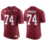 Men's Alabama Crimson Tide #74 Cam Robinson Red 2017 Championship Game Patch Stitched CFP Nike Limited Jersey