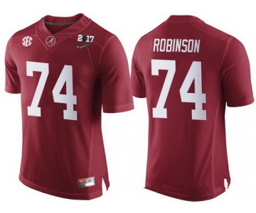 Men's Alabama Crimson Tide #74 Cam Robinson Red 2017 Championship Game Patch Stitched CFP Nike Limited Jersey