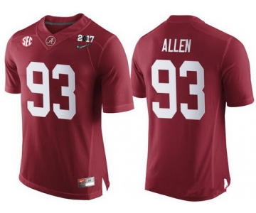 Men's Alabama Crimson Tide #93 Jonathan Allen Red 2017 Championship Game Patch Stitched CFP Nike Limited Jersey