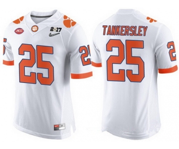 Men's Clemson Tigers #25 Cordrea Tankersley White 2017 Championship Game Patch Stitched CFP Nike Limited Jersey