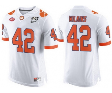 Men's Clemson Tigers #42 Christian Wilkins White 2017 Championship Game Patch Stitched CFP Nike Limited Jersey