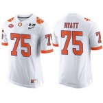 Men's Clemson Tigers #75 Mitch Hyatt White 2017 Championship Game Patch Stitched CFP Nike Limited Jersey