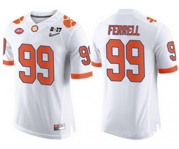 Men's Clemson Tigers #99 Clelin Ferrell White 2017 Championship Game Patch Stitched CFP Nike Limited Jersey