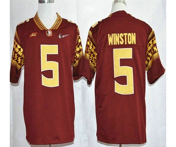 Florida State Seminoles #5 Jameis Winston 2015 Playoff Rose Bowl Special Event Diamond Quest Red Jersey
