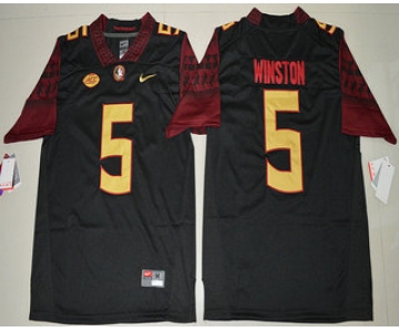 Men's Florida State Seminoles #5 Jameis Winston Black Stitched College Football 2016 Nike NCAA Jersey