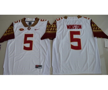 Men's Florida State Seminoles #5 Jameis Winston White Stitched College Football 2016 Nike NCAA Jersey