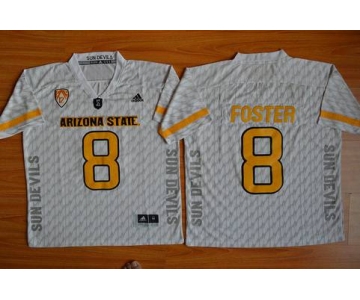 Men's Arizona State Sun Devils #8 D.J. Foster White Desert Ice 2015 College Football Jersey