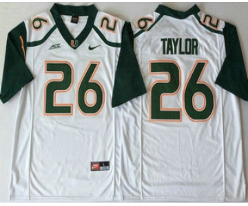 Men's Miami Hurricanes #26 Sean Taylor White Stitched NCAA Nike College Football Jersey