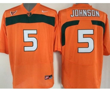 Men's Miami Hurricanes #5 Andre Johnson Orange NCAA Football Nike Jersey