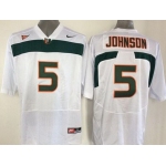 Men's Miami Hurricanes #5 Andre Johnson White NCAA Football Nike Jersey