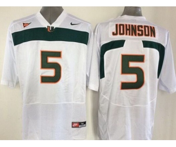 Men's Miami Hurricanes #5 Andre Johnson White NCAA Football Nike Jersey