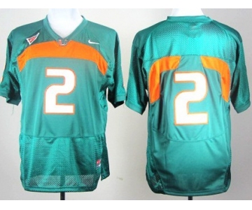 Miami Hurricanes #2 With No Name Green Jersey