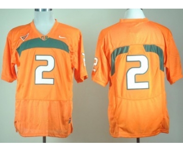 Miami Hurricanes #2 With No Name Orange Jersey