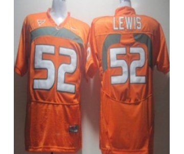 Miami Hurricanes #52 Lewis Orange Jersey