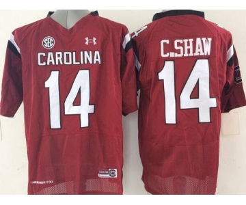 Men's South Carolina Gamecocks #14 Connor Shaw Red NCAA Football Under Armour Jersey