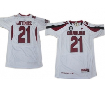 South Carolina Gamecocks #21 Marcus Lattimore White Jersey