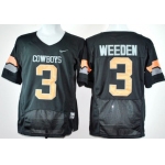 Oklahoma State Cowboys #3 Brandon Weeden Black Pro Combat Jersey