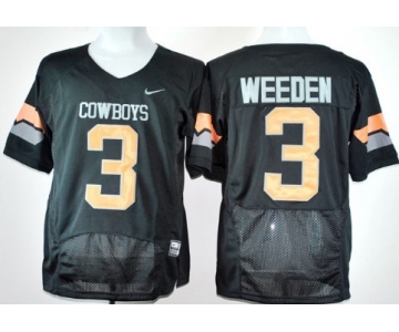 Oklahoma State Cowboys #3 Brandon Weeden Black Pro Combat Jersey