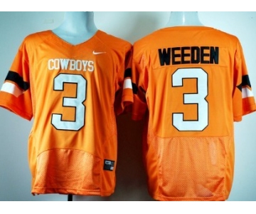 Oklahoma State Cowboys #3 Brandon Weeden Orange Pro Combat Jersey