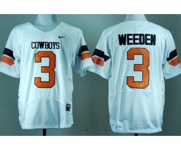 Oklahoma State Cowboys #3 Brandon Weeden White Pro Combat Jersey