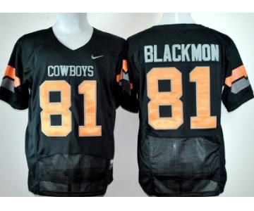 Oklahoma State Cowboys #81 Justin Blackmon Black Pro Combat Jersey