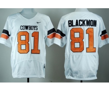 Oklahoma State Cowboys #81 Justin Blackmon White Pro Combat Jersey