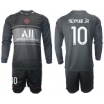 Men 2021-2022 Club Paris St German Second away black Long Sleeve 10 Soccer Jersey