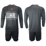 Men 2021-2022 Club Paris St German Second away black Long Sleeve blank Soccer Jersey