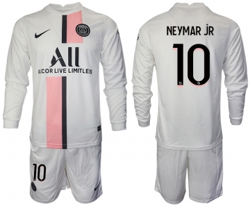 Men 2021-2022 Club Paris St German away white Long Sleeve 10 Soccer Jersey