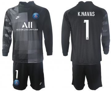 Men 2021-2022 Club Paris St German black goalkeeper Long Sleeve 1 Soccer Jersey