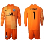 Men 2021-2022 Club Paris St German orange red goalkeeper Long Sleeve 1 Soccer Jersey