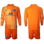 Men 2021-2022 Club Paris St German orange red goalkeeper Long Sleeve blank Soccer Jersey