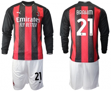 2020-2021 club AC milan home long sleeve 21 red Soccer Jerseys
