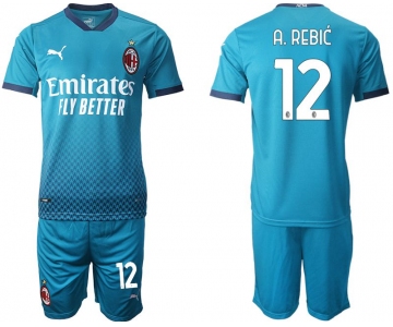 Men 2020-2021 club AC milan away 12 blue Soccer Jerseys