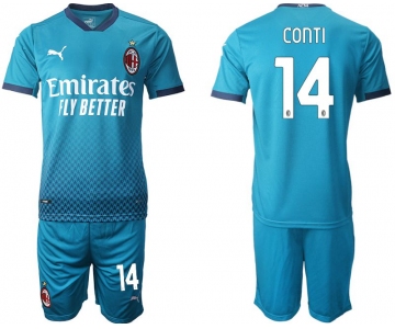 Men 2020-2021 club AC milan away 14 blue Soccer Jerseys