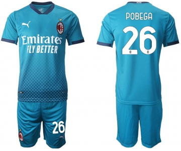 Men 2020-2021 club AC milan away 26 blue Soccer Jerseys