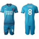 Men 2020-2021 club AC milan away 8 blue Soccer Jerseys