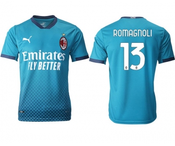 Men 2020-2021 club AC milan away aaa version 13 blue Soccer Jerseys