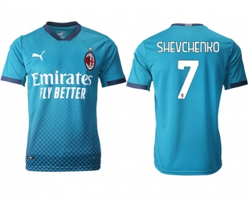 Men 2020-2021 club AC milan away aaa version 7 blue Soccer Jerseys