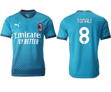 Men 2020-2021 club AC milan away aaa version 8 blue Soccer Jerseys