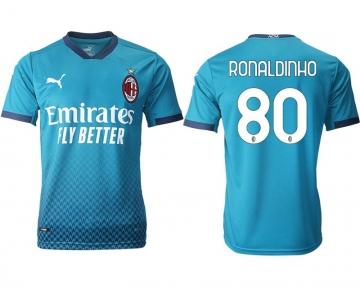 Men 2020-2021 club AC milan away aaa version 80 blue Soccer Jerseys